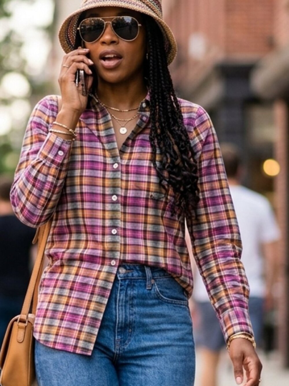 Vintage Theory "Nikala" button down plaid cotton shirt